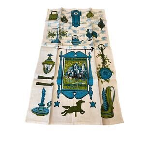 Stage Coach Inn Linen Tea Towel Boston, Mass. 1960s New W/o Tags 16 X 27” VTG
